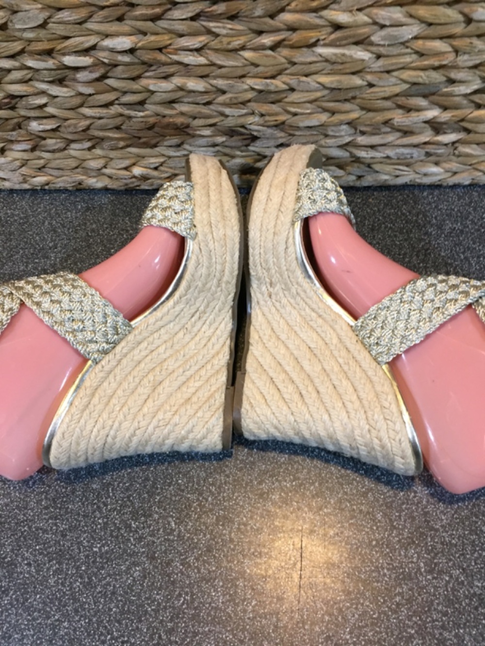 Jessica Simpson Gold Braided Espadrille Wedge Sandals - Picture 8 of 11